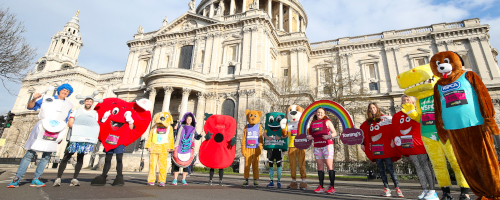 Mascots at the London Landmarks Half Marathon 2019