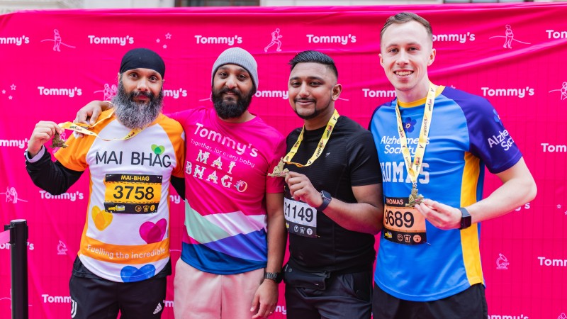 Charity runners at finish line