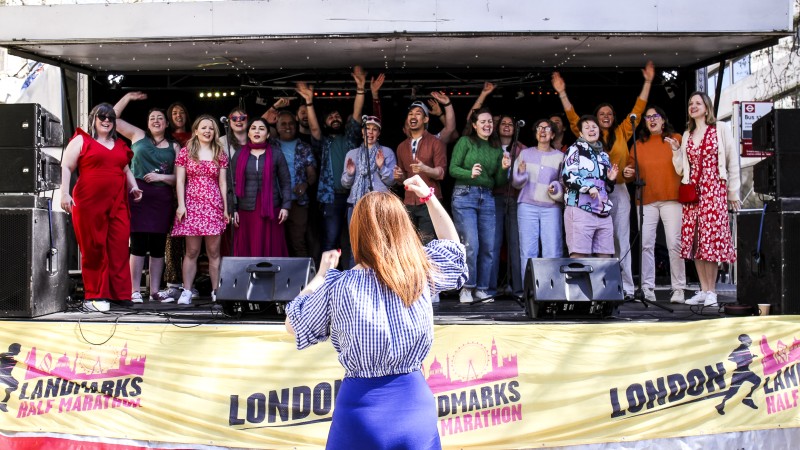 Group singing on stage